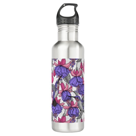 Vogeltuin in melroos en roze waterfles  (Voorkant)