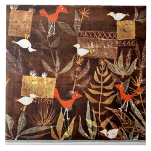 Vogeltuin, kleurrijke abstracte kunst door Paul Kl Tegeltje