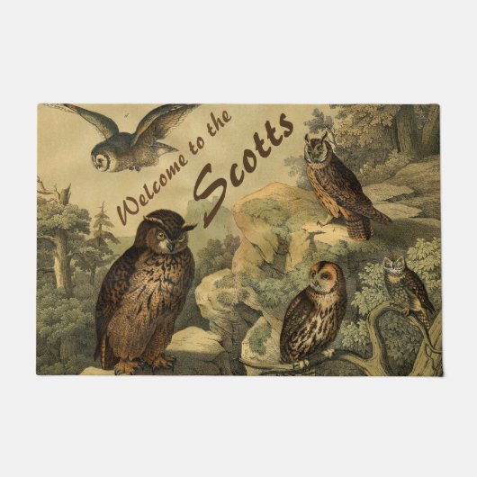  Vogeluilen in Forest Custom Welkom Deurmat (Voorkant)