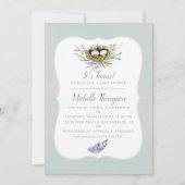 Vogeluitnodiging via het Baby shower Nest Twins Kaart (Voorkant)