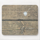 Vogeluitwerpselen spatten op verweerd hout muismat (Voorkant)