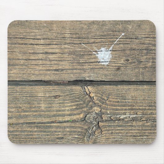 Vogeluitwerpselen spatten op verweerd hout muismat (Voorkant)