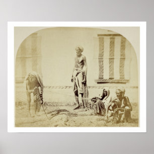 Vogelvangers, hindoe met lage kaste in Delhi, 19e  Poster