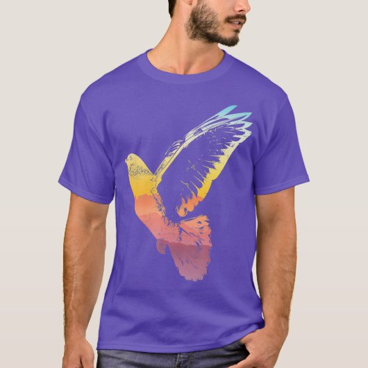 Vogelvector silhouet Cool Pigeon T-shirt (Voorkant)