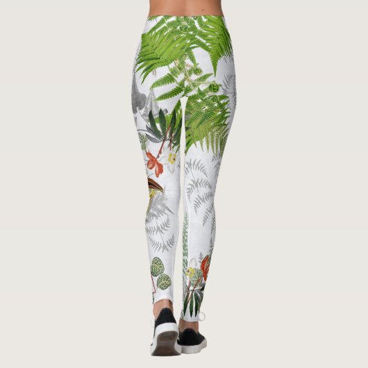 Vogelveer Bloem Palm Frond Ferns Leggings (Achterkant)