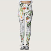 Vogelveer Bloem Palm Frond Ferns Leggings (Voorkant)
