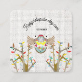 Vogelveertjes cute boho blaadjes vierkante visitekaartje (Voorkant)