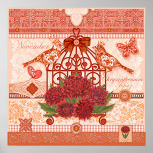 Vogelventilator en geem November Birdcage Poster