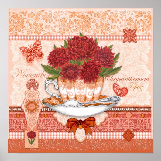 Vogelventilator en geem November Poster Teacup (Voorkant)