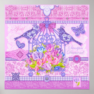 Vogelventilator en gem April Birdcage Poster