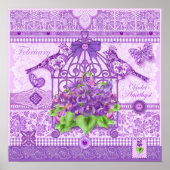 Vogelventilator en gem February Birdcage Poster (Voorkant)