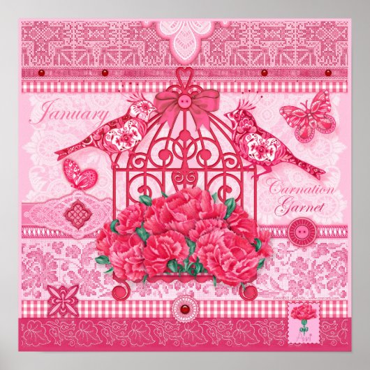 Vogelventilator en gem January Birdcage Poster (Voorkant)