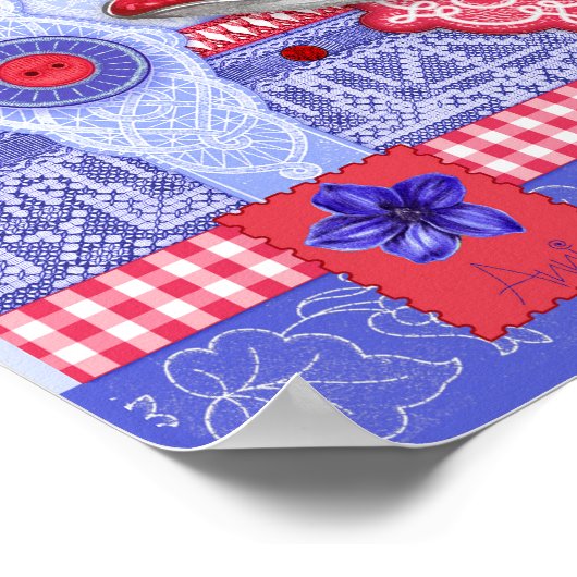 Vogelventilator en Gem Juli Teacup Poster (Hoek)