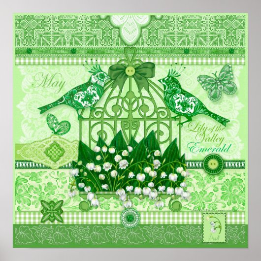 Vogelventilator en Gem May Birdcage Poster (Voorkant)