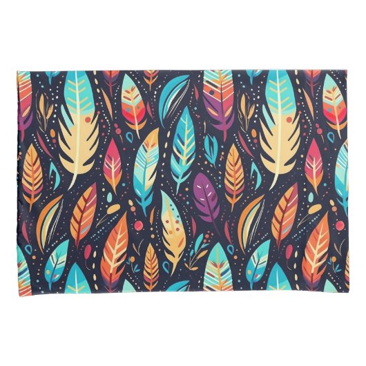 Vogelveren Kleurrijk Vrouwelijk Patroon Kussensloop (Voorkant-Rechts)