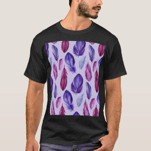 Vogelveren: Waterverf naadloze illustratie T-shirt