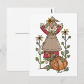 vogelverschrikker 1 pompoen Herfst zonnebloemen Briefkaart (Voorkant / Achterkant)