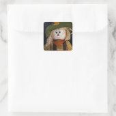 Vogelverschrikker en groen Pet Vierkante Sticker (Tas)