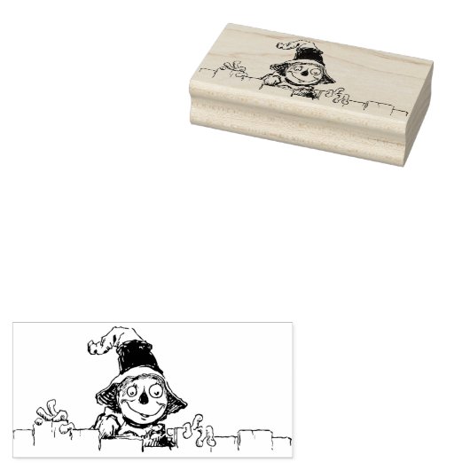 vogelverschrikker en hek illustratie art stempel (Gestempeld)