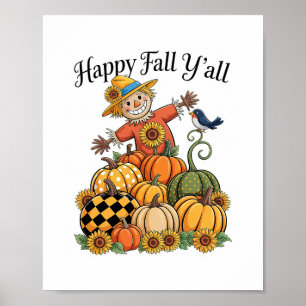 Vogelverschrikker Gelukkig Herfst Y'all Pompoen Th Poster