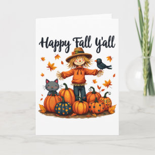 Vogelverschrikker Gelukkig Herfst Y'all Thanksgivi Kaart