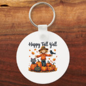 Vogelverschrikker Happy Fall Y'all Thanksgiving Ha Sleutelhanger (Voorkant)