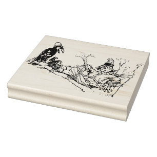 Vogelverschrikker in een boom illustratie kunstste rubberstempel