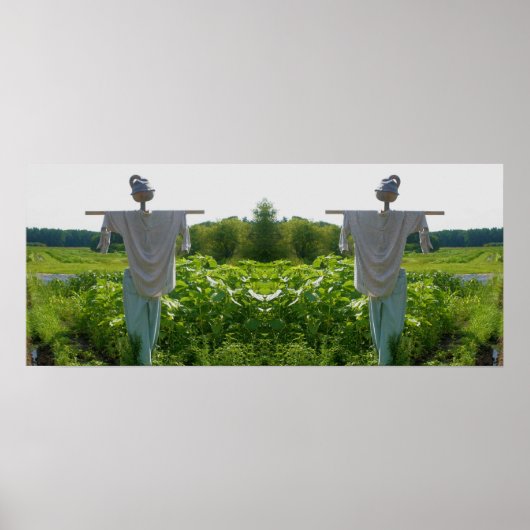 vogelverschrikker in tuin veldspiegel Abstract Poster (Voorkant)