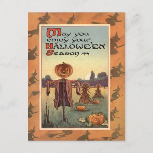 Vogelverschrikker Jack O Lantern Pompoen Briefkaart (Voorkant)