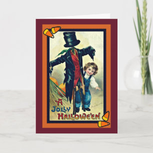 Vogelverschrikker met hoge hoed Vintage Halloween  Kaart