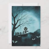 vogelverschrikker met Jack-O' Lantaarnkop Blauw Ha Kaart (Achterkant)