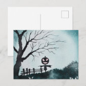 vogelverschrikker met Jack-O' Lantern Head Hallowe Feestdagenkaart (Voorkant / Achterkant)