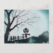 vogelverschrikker met Jack-O' Lantern Head Hallowe Feestdagenkaart (Voorkant)