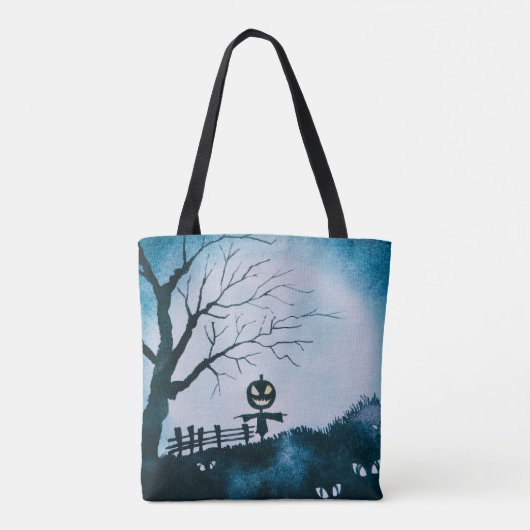 vogelverschrikker met Jack-O' Lantern Head Hallowe Tote Bag (Achterkant)