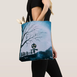 vogelverschrikker met Jack-O' Lantern Head Hallowe Tote Bag