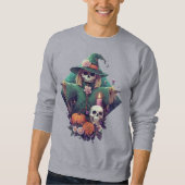 Vogelverschrikker met pompoen en bloemen Pixel Art Trui (Voorkant)