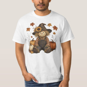 Vogelverschrikker met Pompoenen Herfst Oogst Rusti T-shirt