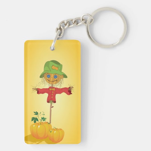 vogelverschrikker met pompoenen Sleutelhanger (achterkant)