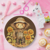 vogelverschrikker met zonnebloem papieren bordje (Feest)