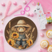 vogelverschrikker met zonnebloem papieren bordje (Feest)