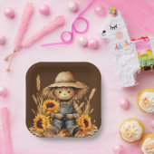 vogelverschrikker met zonnebloem papieren bordje (Feest)