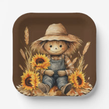 vogelverschrikker met zonnebloem