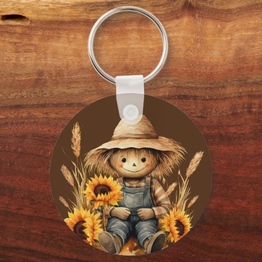 vogelverschrikker met zonnebloem sleutelhanger (Achterkant)