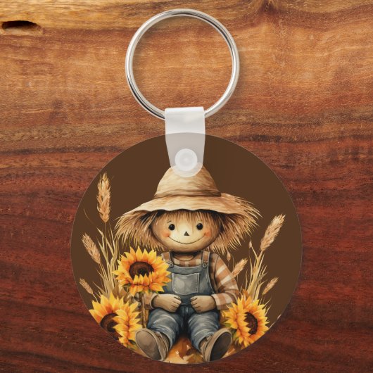 vogelverschrikker met zonnebloem sleutelhanger (Voorkant)