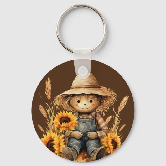 vogelverschrikker met zonnebloem sleutelhanger (Achterkant)