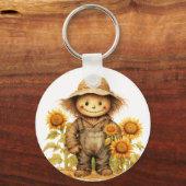 vogelverschrikker met zonnebloem sleutelhanger (Voorkant)