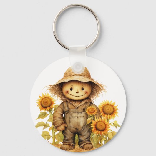 vogelverschrikker met zonnebloem sleutelhanger (Achterkant)