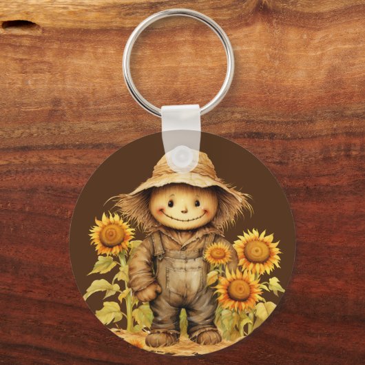 vogelverschrikker met zonnebloem sleutelhanger (Voorkant)