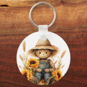 vogelverschrikker met zonnebloem sleutelhanger (Voorkant)