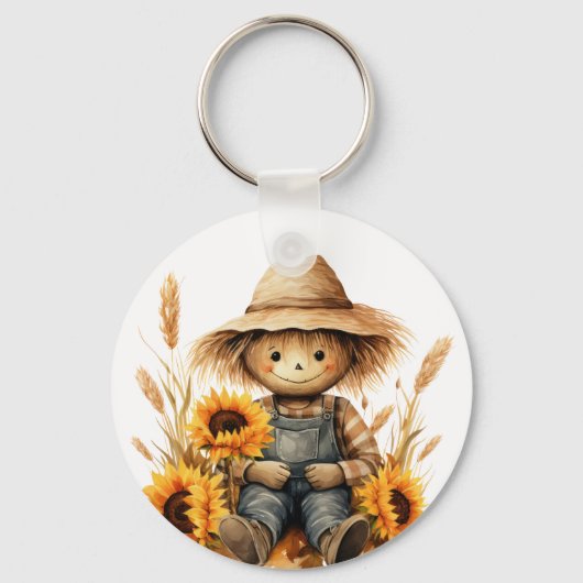 vogelverschrikker met zonnebloem sleutelhanger (Achterkant)